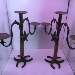 Candelbra, Horseshoe Feet, Barbed Wire Arms, Star, Metal/Iron